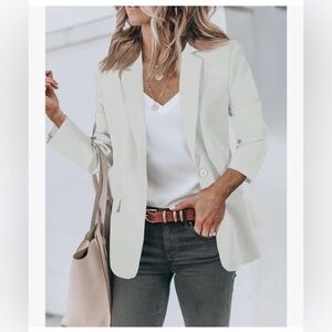 Cicy Bell XL white Jacket blazer casual work office slight stretch